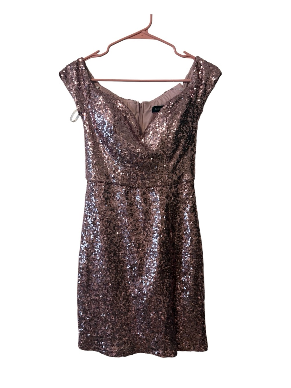 B Darlin Rose Sequin Off-Shoulder Mini Dress